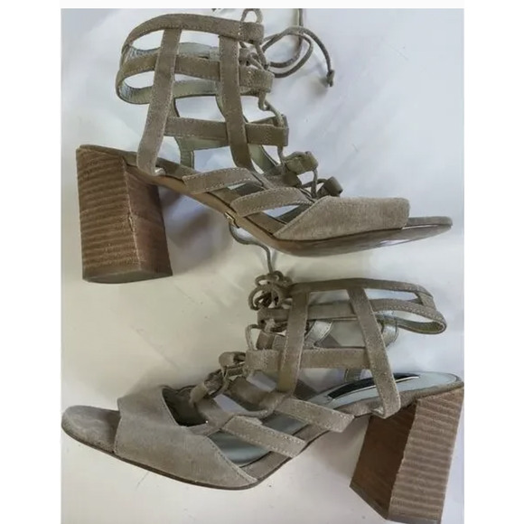 Kensie Shoes Womens Size 8.5 Suede Block Heel Sandals Strappy Lace Up Gladiator‎ - Picture 2 of 10